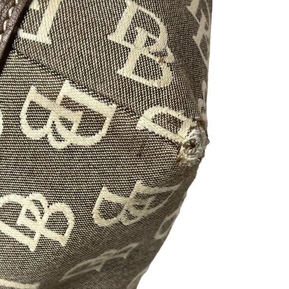 Dooney & Bourke Purse Monogram Canvas Vintage Shoulder Bag Satchel Brown Y2K - Picture 9 of 14